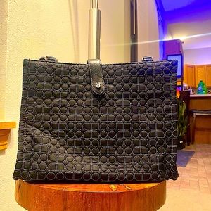 Kate Spade - Dot Noel Satchel | Embroidered Black/Fuscia Genuine Suede Interior